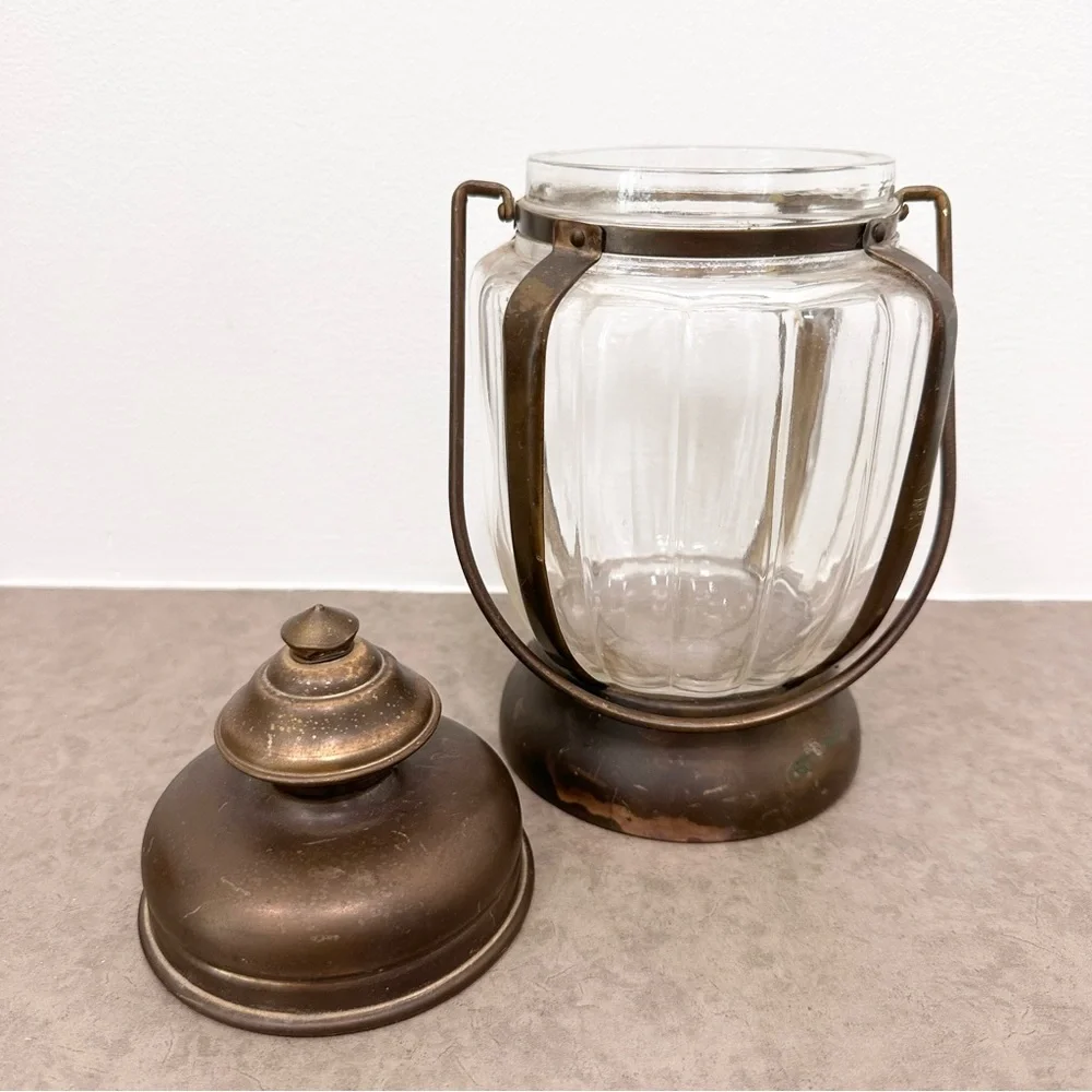 Vintage Tilso Brass & Glass Musical Box Lantern Plays Music Works Great Patina
